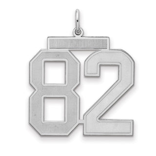 Sterling Silver Rhodium-plated Large Satin Number 82 Charm
