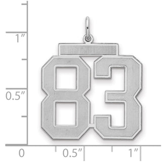 Sterling Silver Rhodium-plated Large Satin Number 83 Charm