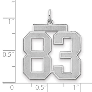 Sterling Silver Rhodium-plated Large Satin Number 83 Charm