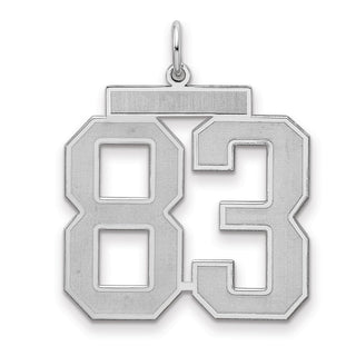Sterling Silver Rhodium-plated Large Satin Number 83 Charm