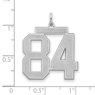 Sterling Silver Rhodium-plated Large Satin Number 84 Charm