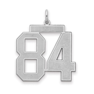 Sterling Silver Rhodium-plated Large Satin Number 84 Charm