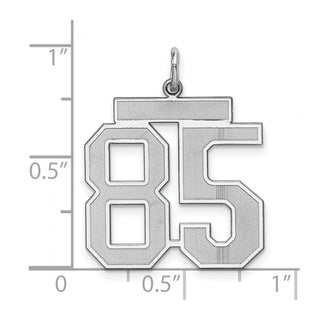 Sterling Silver Rhodium-plated Large Satin Number 85 Charm