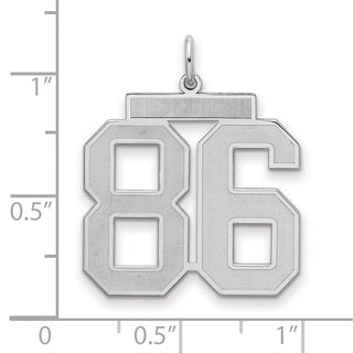 Sterling Silver Rhodium-plated Large Satin Number 86 Charm
