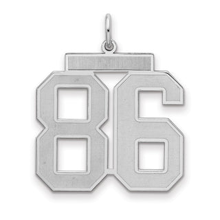 Sterling Silver Rhodium-plated Large Satin Number 86 Charm