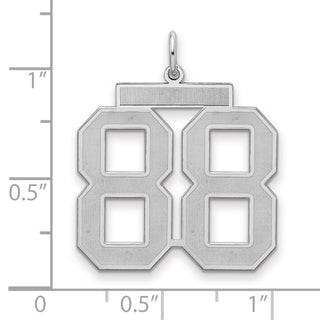 Sterling Silver Rhodium-plated Large Satin Number 88 Charm