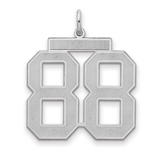 Sterling Silver Rhodium-plated Large Satin Number 88 Charm