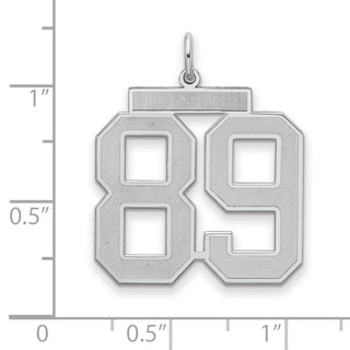 Sterling Silver Rhodium-plated Large Satin Number 89 Charm