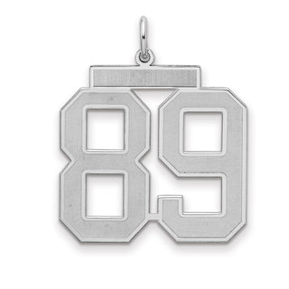 Sterling Silver Rhodium-plated Large Satin Number 89 Charm