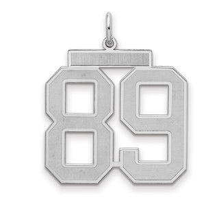 Sterling Silver Rhodium-plated Large Satin Number 89 Charm