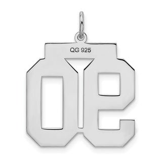 Sterling Silver Rhodium-plated Large Satin Number 90 Charm