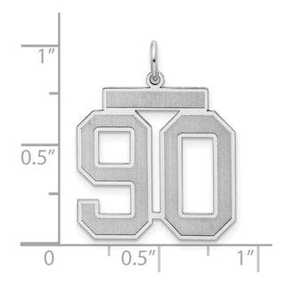Sterling Silver Rhodium-plated Large Satin Number 90 Charm