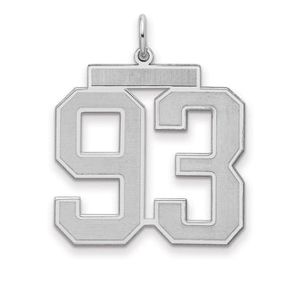 Sterling Silver Rhodium-plated Large Satin Number 93 Charm