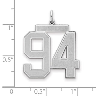 Sterling Silver Rhodium-plated Large Satin Number 94 Charm