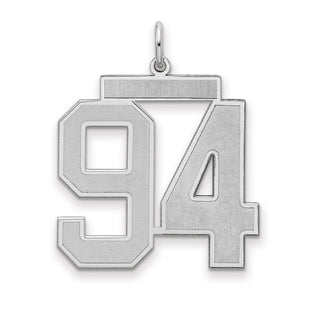 Sterling Silver Rhodium-plated Large Satin Number 94 Charm
