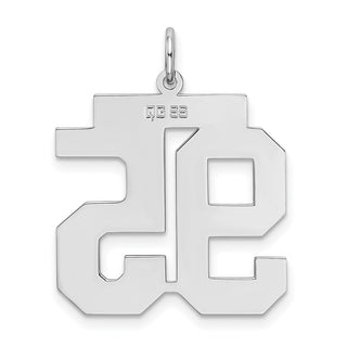 Sterling Silver Rhodium-plated Large Satin Number 95 Charm