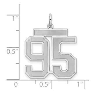Sterling Silver Rhodium-plated Large Satin Number 95 Charm