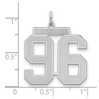 Sterling Silver Rhodium-plated Large Satin Number 96 Charm