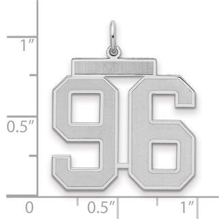 Sterling Silver Rhodium-plated Large Satin Number 96 Charm