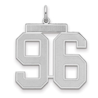 Sterling Silver Rhodium-plated Large Satin Number 96 Charm