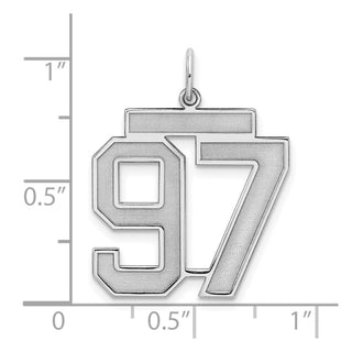 Sterling Silver Rhodium-plated Large Satin Number 97 Charm