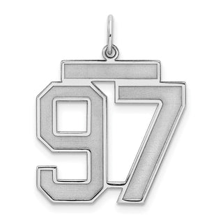 Sterling Silver Rhodium-plated Large Satin Number 97 Charm