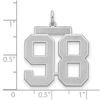 Sterling Silver Rhodium-plated Large Satin Number 98 Charm