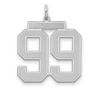 Sterling Silver Rhodium-plated Large Satin Number 99 Charm