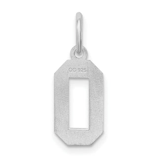 Sterling Silver Rhodium-plated Small Satin Number 0 Charm