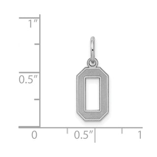 Sterling Silver Rhodium-plated Small Satin Number 0 Charm