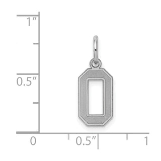 Sterling Silver Rhodium-plated Small Satin Number 0 Charm