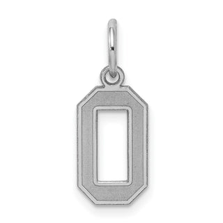 Sterling Silver Rhodium-plated Small Satin Number 0 Charm