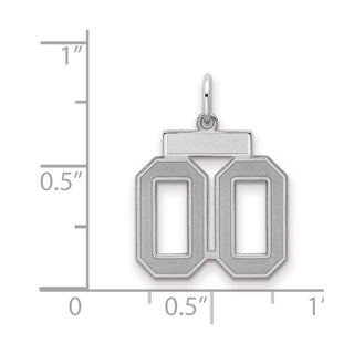 Sterling Silver Small Satin Number 00 With Top Bar Charm