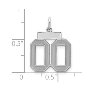 Sterling Silver Small Satin Number 00 With Top Bar Charm