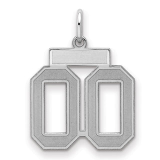 Sterling Silver Small Satin Number 00 With Top Bar Charm