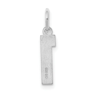 Sterling Silver Rhodium-plated Small Satin Number 1 Charm