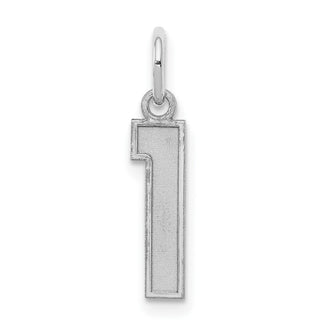 Sterling Silver Rhodium-plated Small Satin Number 1 Charm
