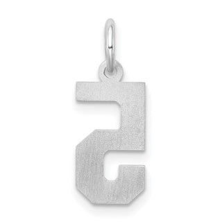 Sterling Silver Rhodium-plated Small Satin Number 5 Charm