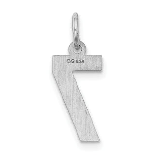 Sterling Silver Rhodium-plated Small Satin Number 7 Charm