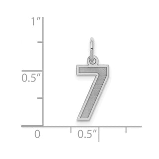 Sterling Silver Rhodium-plated Small Satin Number 7 Charm