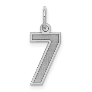 Sterling Silver Rhodium-plated Small Satin Number 7 Charm