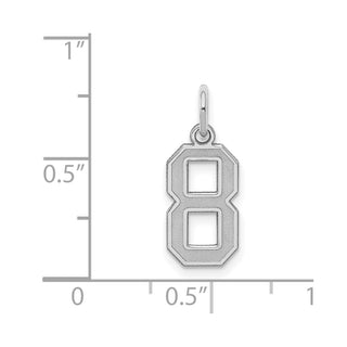 Sterling Silver Rhodium-plated Small Satin Number 8 Charm