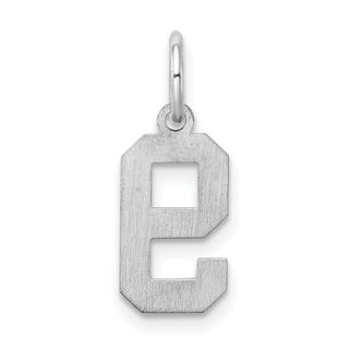 Sterling Silver Rhodium-plated Small Satin Number 9 Charm