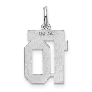 Sterling Silver Rhodium-plated Small Satin Number 10 Charm