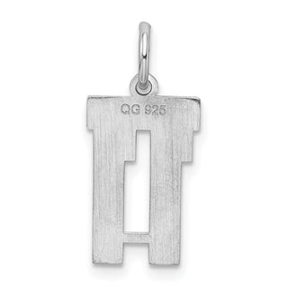 Sterling Silver Rhodium-plated Small Satin Number 11 Charm