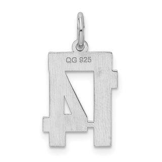 Sterling Silver Rhodium-plated Small Satin Number 14 Charm