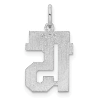 Sterling Silver Rhodium-plated Small Satin Number 15 Charm