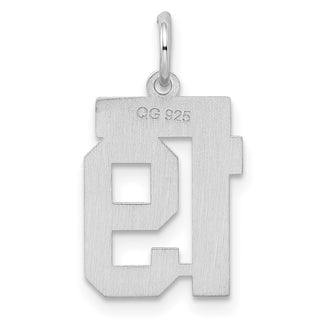 Sterling Silver Rhodium-plated Small Satin Number 19 Charm