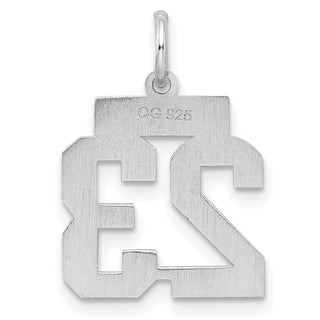 Sterling Silver Rhodium-plated Small Satin Number 23 Charm