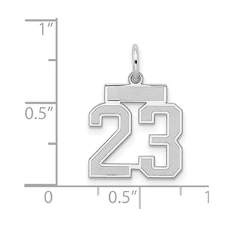 Sterling Silver Rhodium-plated Small Satin Number 23 Charm